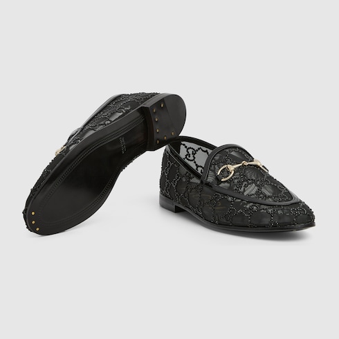 Mocassins Gucci Jordaan avec détail GG en cristaux pour femme