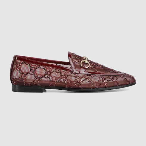 Mocassino Gucci Jordaan donna con cristalli GG