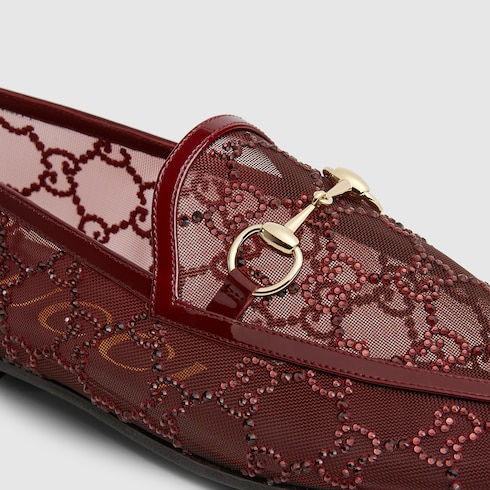 Mocassino Gucci Jordaan donna con cristalli GG