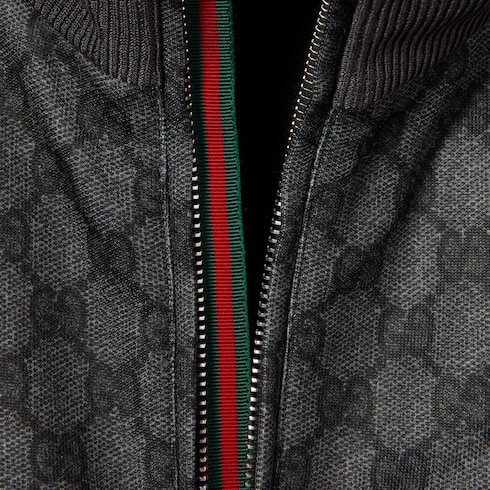Printed technical jersey zip sweatshirt