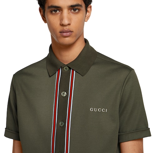 Chemise polo en piqué de coton avec broderie