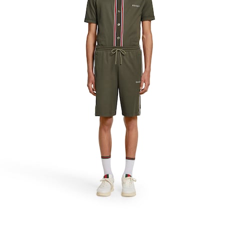 Short en piqué de coton avec broderie