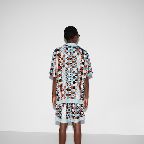 Printed silk twill bowling shirt Detail 4
