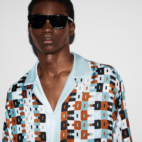 Bowling-Shirt aus Seidentwill mit Print