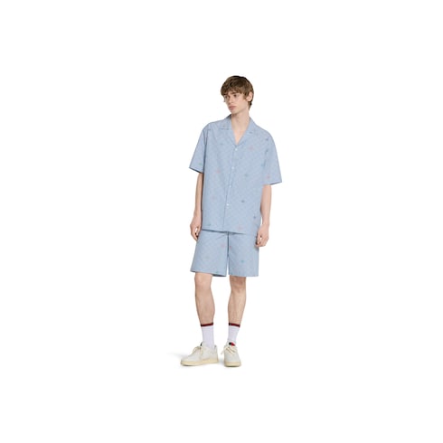 Striped cotton bowling shirt 