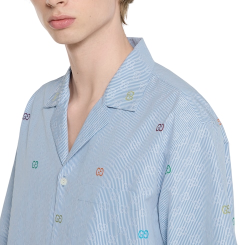 Striped cotton bowling shirt  Detail 5
