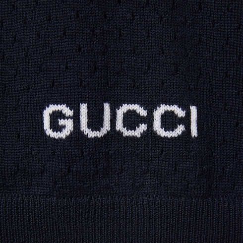 Fine wool knit polo shirt with intarsia Detail 7
