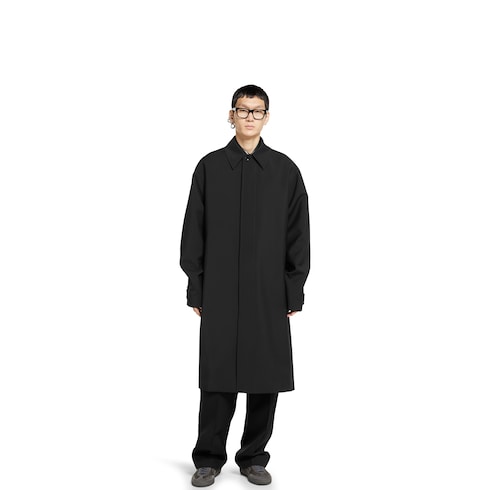 Bonded wool coat with logo Detail 3