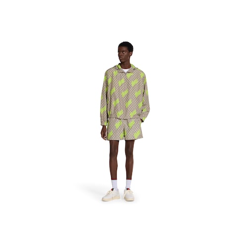 Printed technical poplin swim shorts
