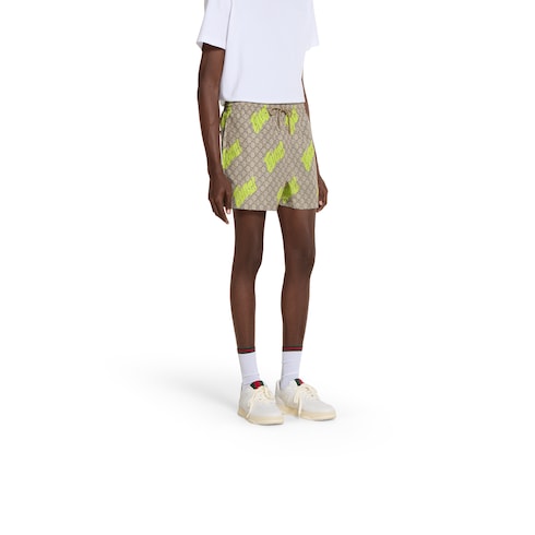 Printed technical poplin swim shorts