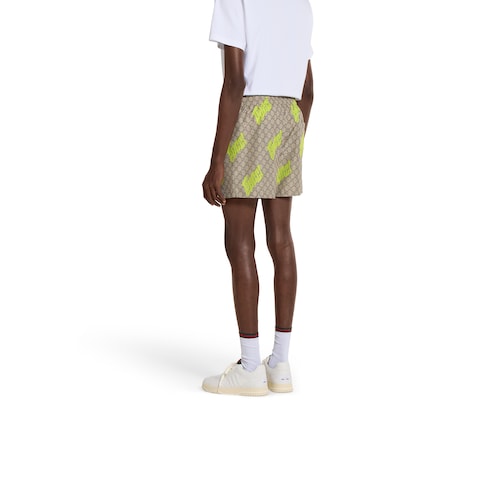 Printed technical poplin swim shorts