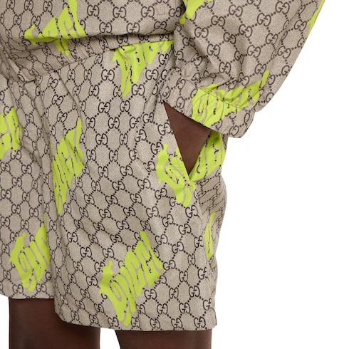 Printed technical poplin swim shorts