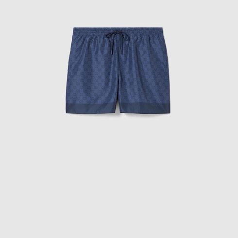 Printed technical poplin swim shorts