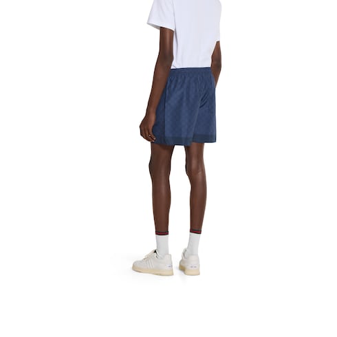 Printed technical poplin swim shorts