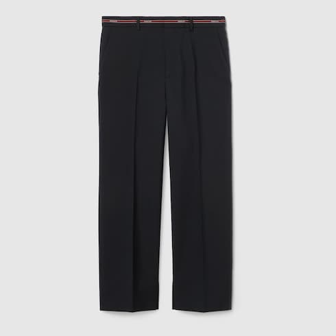 セルヴィッジ ディテール ウール パンツ ダークブルー | GUCCI公式