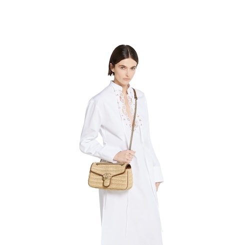 GG Marmont woven medium shoulder bag