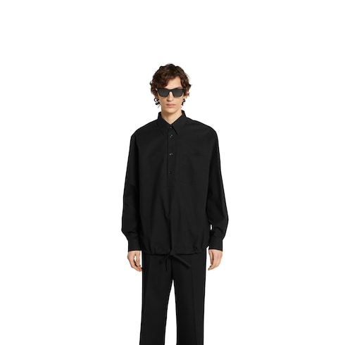 Cotton poplin shirt with logo