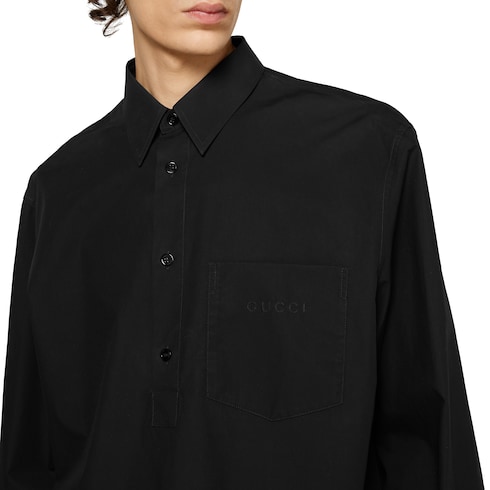 Cotton poplin shirt with logo
