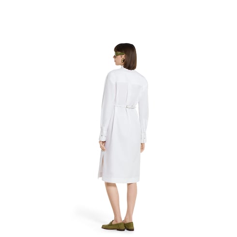Cotton poplin shirt dress with embroidery