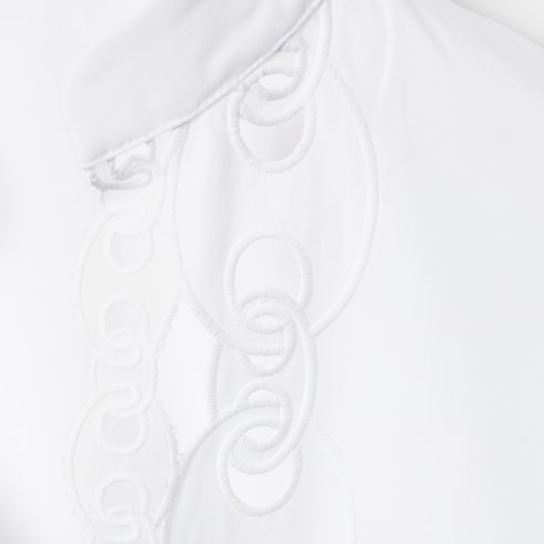 Cotton poplin shirt dress with embroidery