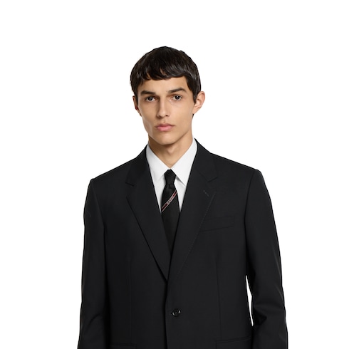 Silk jacquard tie with embroidery