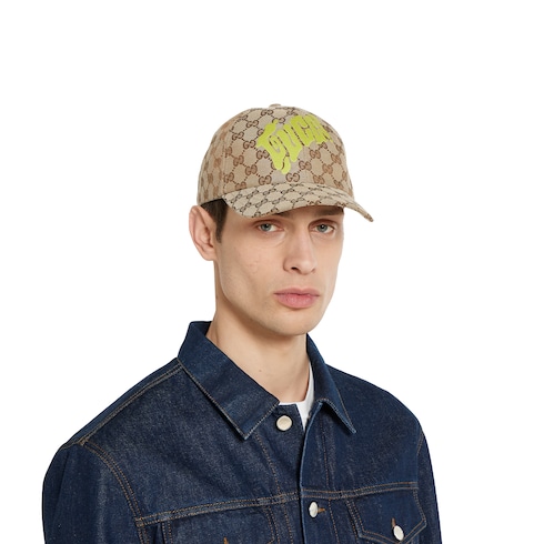 GG canvas baseball cap with print