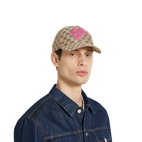 GG canvas baseball cap with print