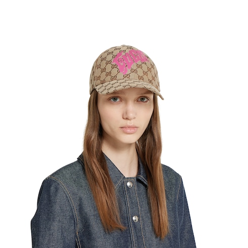 GG canvas baseball cap with print