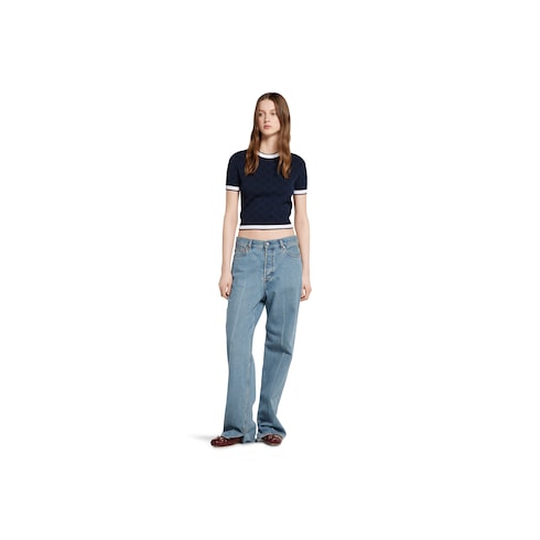 GG fine cotton jacquard top