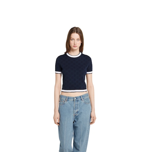 GG fine cotton jacquard top