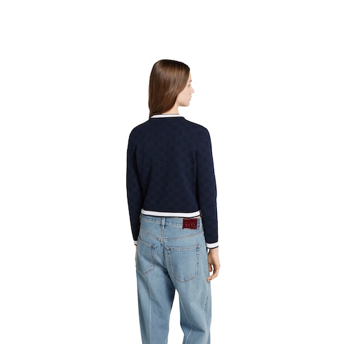 GG fine cotton jacquard cardigan