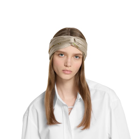 Vierecktuch aus GG Seidenjacquard mit Print