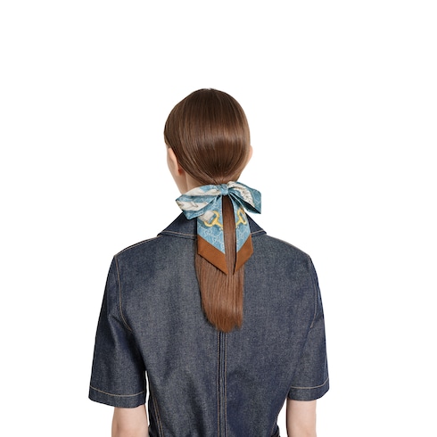 Printed silk twill scrunchie