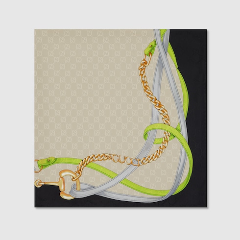 Printed GG silk jacquard carré