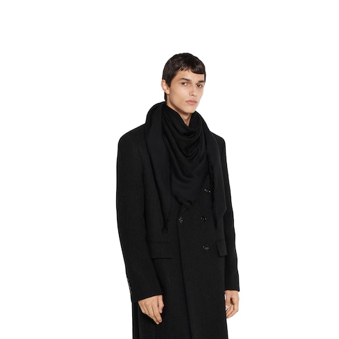 Scialle in lana e seta GG jacquard