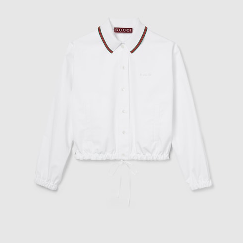 Cotton poplin shirt with drawstring