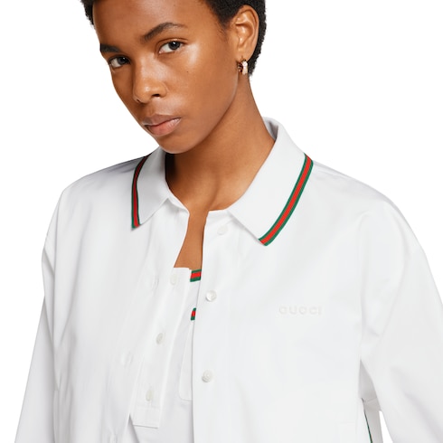 Cotton poplin shirt with drawstring