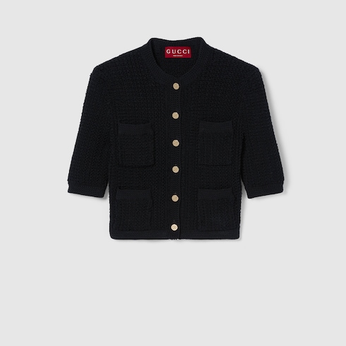 Stretch cotton knit cardigan