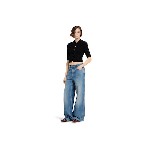 Stretch cotton knit cardigan