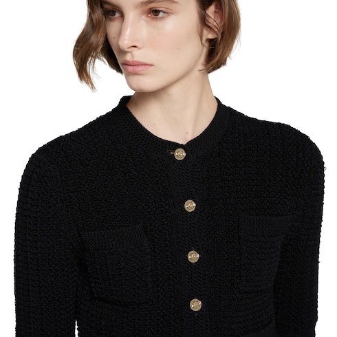 Stretch cotton knit cardigan
