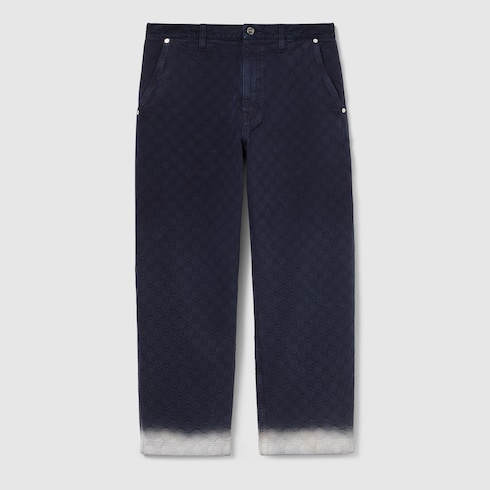 Bleached GG cotton denim jacquard pant