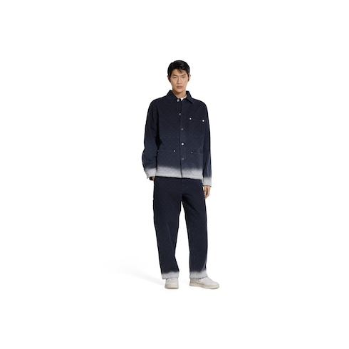 Pantalone in denim di cotone GG jacquard con effetto bleached