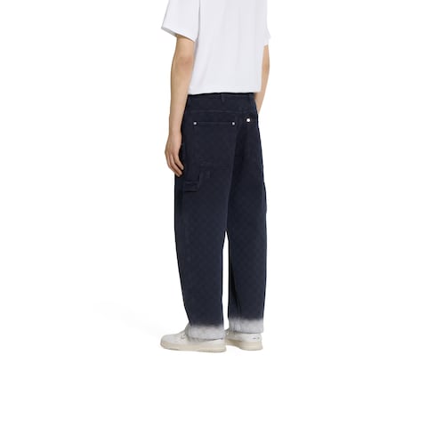 Bleached GG cotton denim jacquard pant