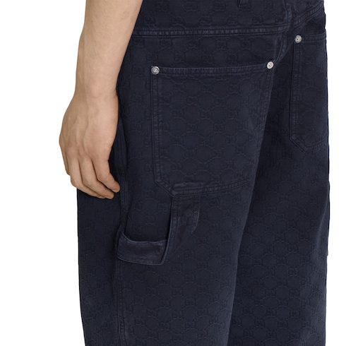 Bleached GG cotton denim jacquard pant