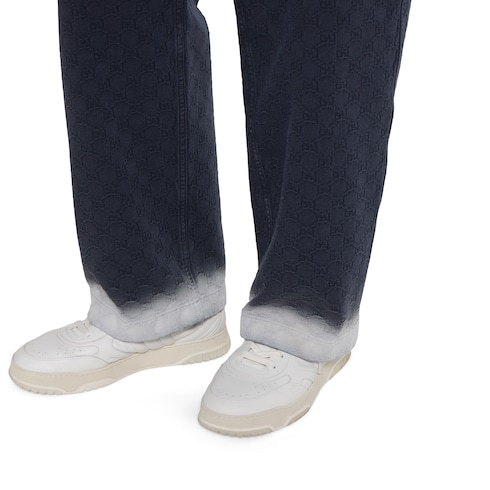 Bleached GG cotton denim jacquard pant