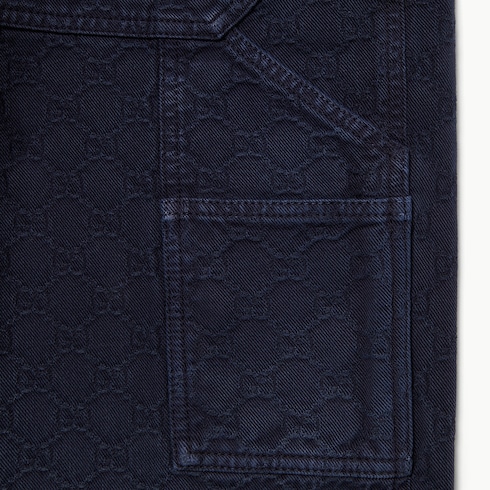 Bleached GG cotton denim jacquard pant