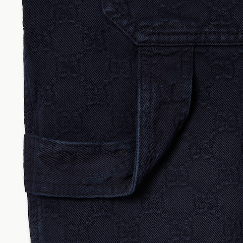 Bleached GG cotton denim jacquard pant