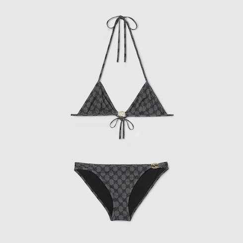 Printed GG stretch jersey bikini