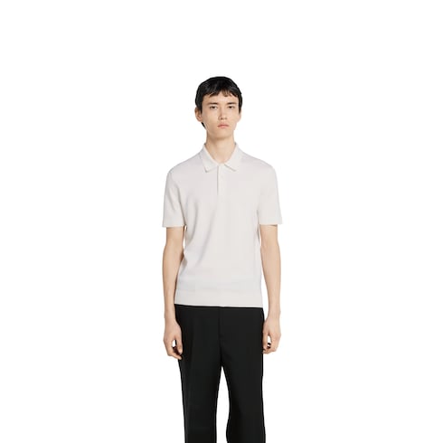 Poloshirt aus Wollstrick mit Web