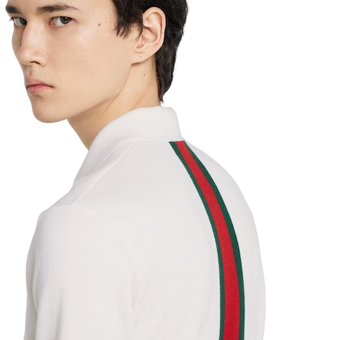Poloshirt aus Wollstrick mit Web